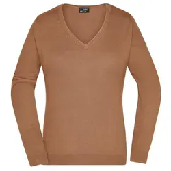 Damen V-Pullover JN658, camel-braun, Größe S - Arbeits- & Schutzkleidung, klassischer V-Ausschnitt aus leichter Baumwolle für optimalen Tragekomfort, taillierter Schnitt für eine feminine Passform.