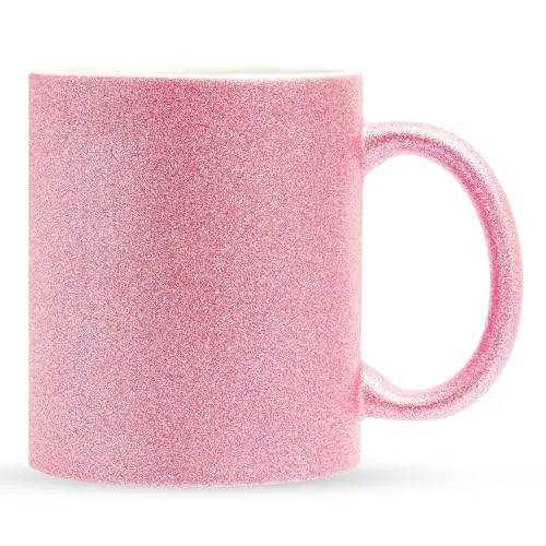 22Feels Tasse 1x Sublimation Rohling Glitzer Keramik 325ml (11oz) Farbig PINK, 1-tlg.