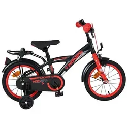 Volare Thombike Kinderfahrrad - Jungen - 14 Zoll - Schwarz Rot - Das Volare Thombike 14 Zoll Kinderfahrrad begeistert mit Sicherheit und Komfort! Ausgestattet mit Hand- und Rücktrittbremse, geschlossenen Kettenschutz und abnehmbaren Stützrädern, ist es ideal für kleine Radfahrer. Höhenverstellbarer Sattel und Lenker sorgen für lange Freude.