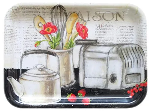 Lashuma Rechteckiges Melamintablett 31x23 cm, Serviertablett aus Italien, Kunststofftablett klein Design: Landhaus