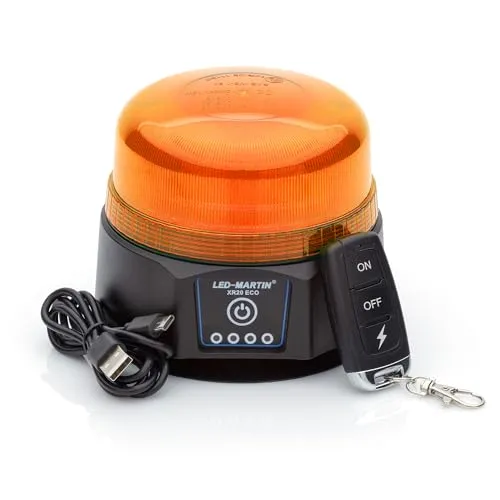 LED-MARTIN® XR20 ECO Rundumleuchte - Gelb - Akku & USB ladbar - Innenbeleuchtung mit DEKRA-Prüfung >220km/h, kabellose Nutzung und starke Neodym-Magnete für extremen Halt. 6 Std. Einsatzdauer, inkl. Fernbedienung und deutscher Anleitung.