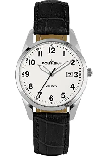 JACQUES LEMANS Herren-Uhren Analog Quarz One Size, Weiß 32023319