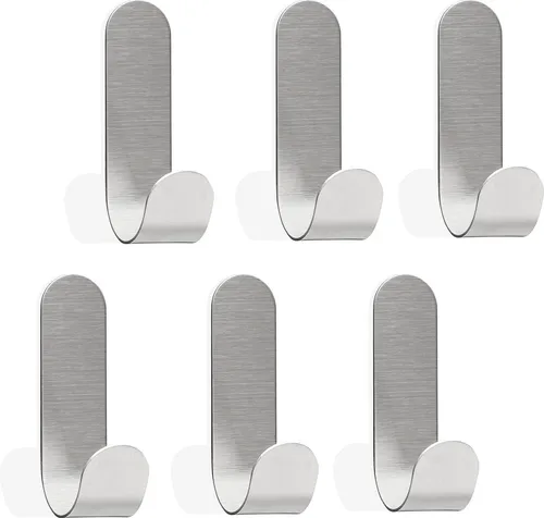 Wandhaken 6 Haken selbstklebend Edelstahl Kleiderhaken Handtuch Bad Küche SEBSON