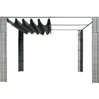 vidaXL Pavillon mit Dach Poly Rattan 300x300x200 cm Grau und Anthrazit - Stilvoller Pavillon für den Außenbereich, wasserbeständig und mit Schiebedach für optimalen Schutz vor Sonne und Regen. Ideal für Feste und Grillpartys.