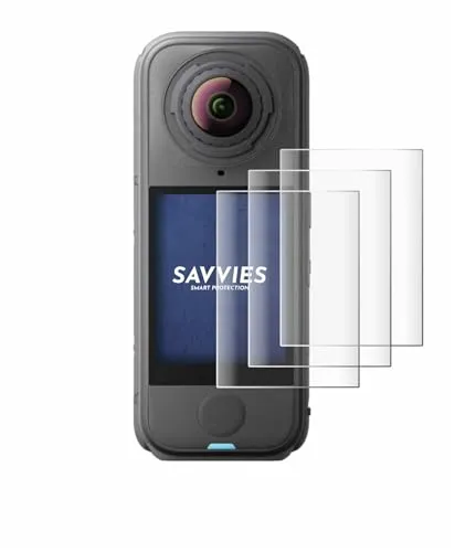 Savvies 4 Stück Full-Screen Schutzfolie für Insta360 X4 Air Full-Cover Displayschutz-Folie, 3D Curved, Transparent, Anti-Fingerabdruck