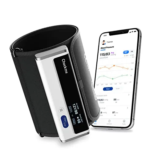 CheckMe Armfit Blutdruckmessgerät Oberarm Bluetooth - Digitale Oberarm-Blutdruckmessgeräte mit Smart Pressure Balance-Technologie für präzise Messungen und unbegrenztem Speicherplatz in der ViHealth App.
