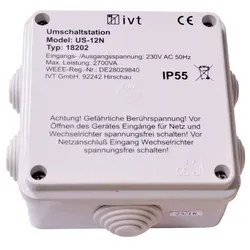 Umschaltstation IVT US-12N - Sonstige Elektroinstallationsartikel mit Prioritätenschaltung für zwei Stromquellen, ideal für Solar Inselanlagen und problemlosen Betrieb von Wechselrichtern.
