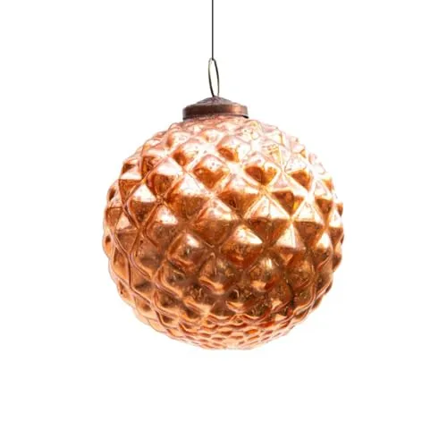 Antikas - Weihnachtsbaumkugeln, Rund, Struktur, 6er Set | Glas, Kupfer | H10,5xB10,5cm