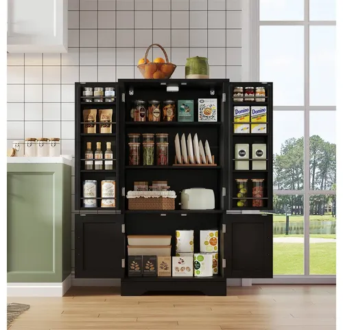 OKWISH Sideboard Modernes Küchenschrank (mit LED-Sensorlicht – großer 4-türiger Aufbewahrungsschrank, 1 St., 120x60x40xcm), ideal für Küche & Wohnzimmer