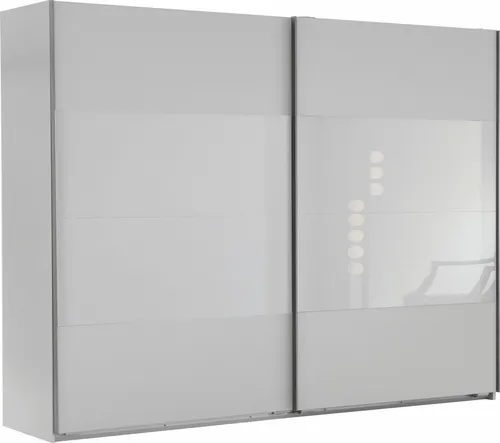 Wimex Schwebetürenschrank Easy mit Teilglas - Moderner Kleiderschrank mit flexibler Gestaltung: Erhältlich in verschiedenen Breiten und Ausführungen, mit eleganten Schiebetüren aus Holzdekor und farbigem Glas für individuelle Einrichtungslösungen.