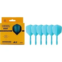 Dartschäfte Flights 6 Stück – 28mm Schaftlänge, große Flügelform, Blau Drachen