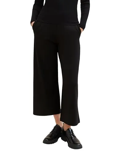 TOM TAILOR Denim High Waist Culotte Hose - Deep Black, XXL - Damen-Hosen mit weichem, pflegeleichtem Polyester und Elasthan für optimale Passform und Bewegungsfreiheit. Ideal für Freizeit und besondere Anlässe.