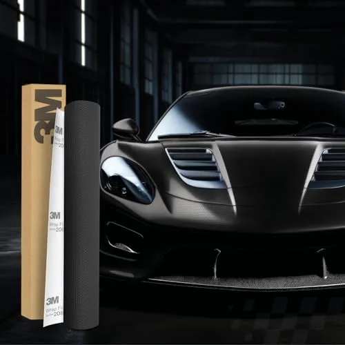 Produktbild 3M 2080 Car Wrapping Folie 30x152cm Selbstklebende Autofolie für Auto Motorrad Boot 3D Lackschutzfolie mit Luftkanälen zum Folieren (MX12 Matrix Black)