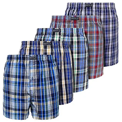ROYALZ Baumwoll Boxershorts Herren Kariert 5er Pack - Herren-Boxershorts im 5er Set aus 100% Baumwolle, mit formbeständigem Schnitt und atmungsaktivem Stoff für optimalen Tragekomfort.
