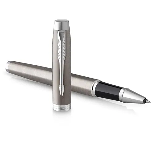 Parker IM Rollerball | Edelstahl mit Chrom-Zierteilen | feine Spitze mit schwarzer Tinte | Geschenkbox