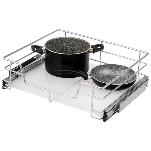 bremermann Teleskopauszug für 60 cm Schrank, Einlegeboden aus Metall, Chrom - Teleskopauszüge, stabiler Chromauszug für optimalen Zugriff auf Schrankinhalte und platzsparende Aufbewahrung.