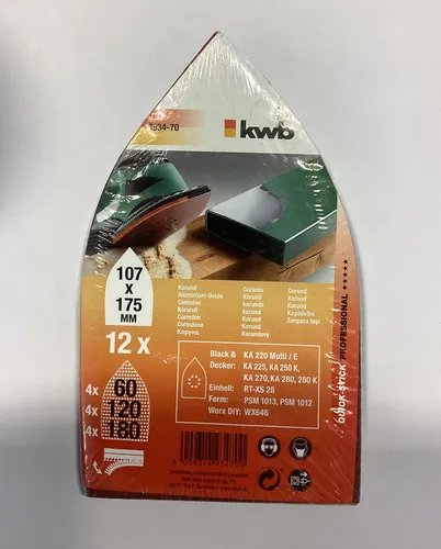 Kwb 493470 Deltaschleifpapier-Set Körnung (num) 60, 120, 180 12St.