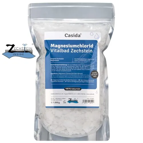 Magnesiumchlorid Vitalbad 1000 g - Original Zechstein Magnesium Flakes, Flocken - rein natürliches Magnesiumchlorid Hexahydrat zum Baden bzw. Fußbad - auch für Magnesiumöl