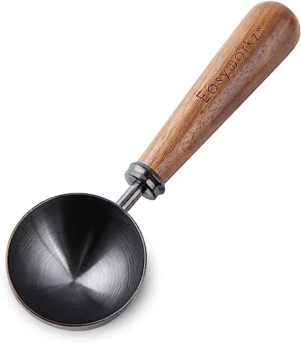 Easyworkz Retro Kaffeelöffel aus Edelstahl mit schwarzem Walnuss-Griff 10 g, Messlöffel, für Kaffeebohnen oder Tee, Schwarz