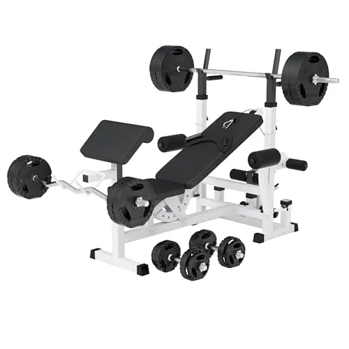 GORILLA SPORTS Hantelbank inkl. 100kg Hantelset - Hantelbänke mit Ablage, ideal für effektives Krafttraining zu Hause, max. Benutzergewicht 280 kg, inklusive 100 kg Gewichten für optimale Workout-Ergebnisse.