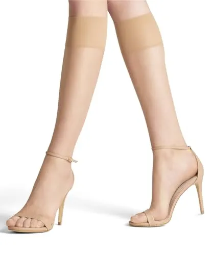 FALKE Damen Kniestrümpfe Shelina Toeless 12 DEN W Kh ultra-transparent einfarbig 1 Paar, Hautfarben Powder 4169, 39-42