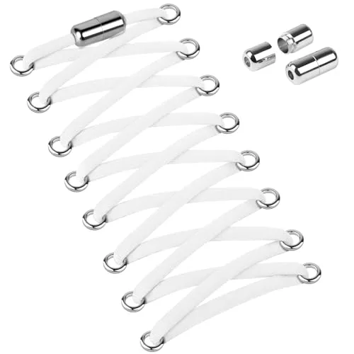 Widamin 2 Paar Elastische Schnürsenkel für Erwachsene und Kinder, Schnürsenkel Ohne Binden mit Metallkapseln, Weiß