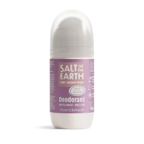 Salt of the Earth Deodorant Roll-On, Pfingstrosenblüte, nachfüllbar, vegan, Leaping Bunny-zertifiziert, hergestellt in Großbritannien – 75ml