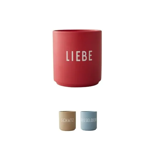Design Letters Lieblingsbecher Rosa LIEBE Tasse - Thermobehälter aus hochwertigem Fine Bone China, 250 ml, spülmaschinen- und mikrowellengeeignet – ideal als persönliches Geschenk oder stilvolle Tischdeko.