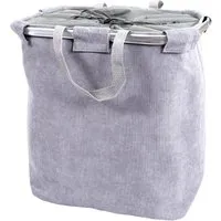 MCW Wäschesack MCW-C34-L mit 2 Fächern - Praktischer Wäschesammler mit stabilen Aluminiumstreben und verschließbarem Stoff. Ideal zum Sortieren von heller und dunkler Wäsche. Klappbar für platzsparende Aufbewahrung und stilvolles Design für Ihr Zuhause.