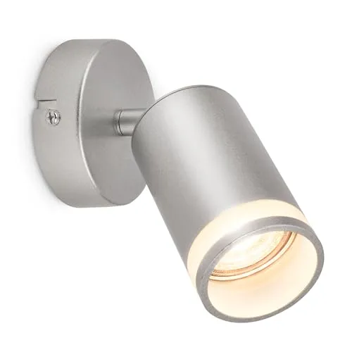 BRILONER - Wandleuchte innen mit seitl. Lichtauslass, schwenkbar, GU10, Leselampe, Wohnzimmerlampe, Lampe, Wandlampe, Küchenlampe, Flurlampe, Schlafzimmer, Wandbeleuchtung, 8x16 cm, Chrom-Matt