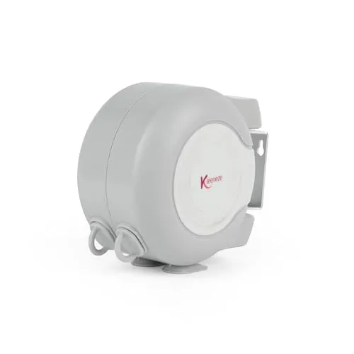 Kleeneze KL064332FEU7 einziehbare Wäscheleine für Innen- und Außenbereich, zwei Leitungen Doppelwäscheleine, natürlich trockene Wäsche, ausziehbare 30m, wandmontierte tragbare Wäscheleine zum Trocknen