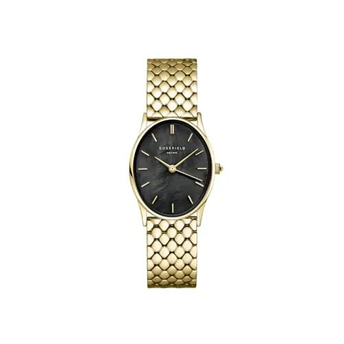 ROSEFIELD Damenuhr Oval Schwarz Gold OBGSG-OV14 - Armbanduhren: Stilvolle Quarzuhr mit elegantem Design, hochwertigem Edelstahlarmband und einfachem Schnellwechsel-System für individuelle Anpassung.