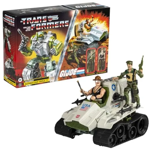 Transformers Collaborative G.I. Joe x Transformers Autobot Kup Triple T Action-Figur - Actionfiguren für Kinder, mit 34 Verwandlungsschritten vom Roboter zum Panzer und zwei beweglichen G.I. Joe Figuren für spannende Gefechte.