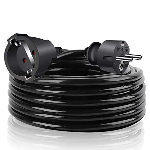 ExtraStar Verlängerungskabel 5m mit Kinderschutz Stecker, 3G1,5 mm2 Kunststoffleitung IP20 für innen,16A/250V, 3680W, Schwarz