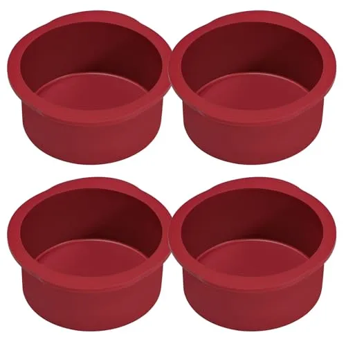 BlessFly Silikon Kuchenform Rund, Antihaft Klein Backform 10cm/15cm/20cm, Flexible BPA freie Silikon Backform Pfannen für Schicht Kuchen, Pizza, Käse, Schokolade (10cm/4PCS)