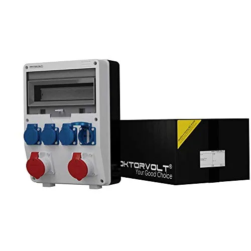 Doktorvolt Baustromverteiler TD 2x16A 4x230V - Zuverlässiger Wandverteiler mit Mennekes CEE-Steckdosen, ideal für Baustellen und Industrie, Schutzklasse IP54 und IP44 für optimale Sicherheit.