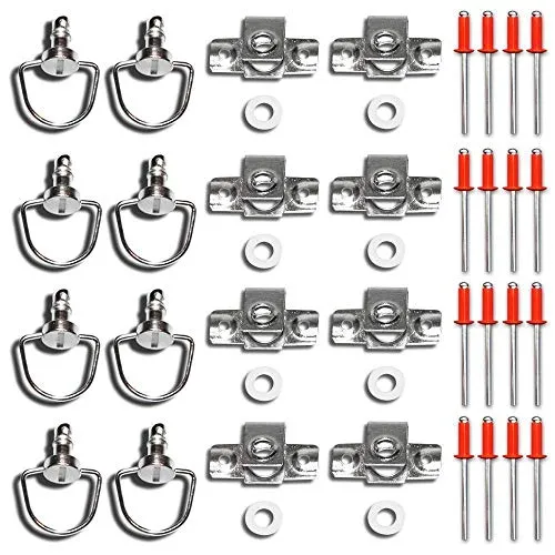 Schnellverschlüsse, Verschlüsse, Motorradverkleidung, Schrauben, 8er Set, 17 mm, silber, Nietplatte, RACEFOXX