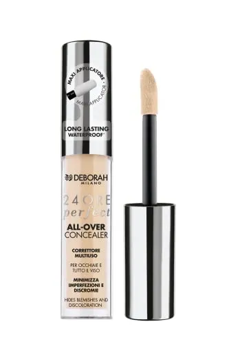 Deborah Milano flüssiger Concealer 24 Stunden Perfect All-Over mit Hyaluronsäure, 3,2 Vanilla, langer Halt, wasserfest, 5,5 g