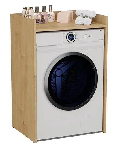 BDW Waschmaschinenschrank 97,5x64x50 cm, für Waschmaschine & Wäschetrockner, Badezimmerschrank Hoch, Badezimmer Möbel, Bad Schrank Badezimmerschrank (Artisan-Eiche)