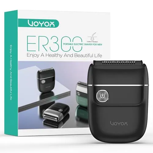 VOYOR Folienrasierer, Tragbarer Rasierer Herren Elektrisch Kabelloser und Wiederaufladbarer Usb Mini Rasierer Zum Rasieren von Bart, Kopf und Gesicht Wet & Dry Ideal Für Reisen ER300 (Schwarz)