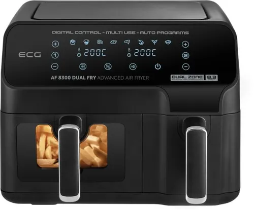 ECG AF 8300 Dual Fry Heißluftfritteuse - Fritteusen, effizient und gesund frittieren mit Dual-Fry-Technologie für knusprige Ergebnisse ohne viel Öl.