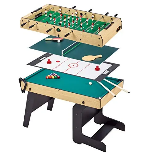 Faltbarer 4-in-1-Multi-Spieltisch für Erwachsene – Tischfußball – Billard – Ping Pong – Hockey