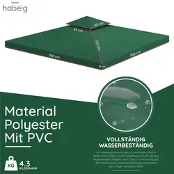 Pavillon-Ersatzdach Pavillondach Ersatzdach 360g/m2 PVC 3x3m WASSERDICHT - Grün
