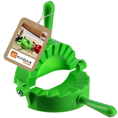 KADAX Teigtaschenformer, Rote/Grüne Form für Teigtaschen und Ravioli, Pierogi-Maker, Knödel Ausstecher, Manuelle Teigpresse, Dumpling Maker Maschine (Grün 1 Stück)