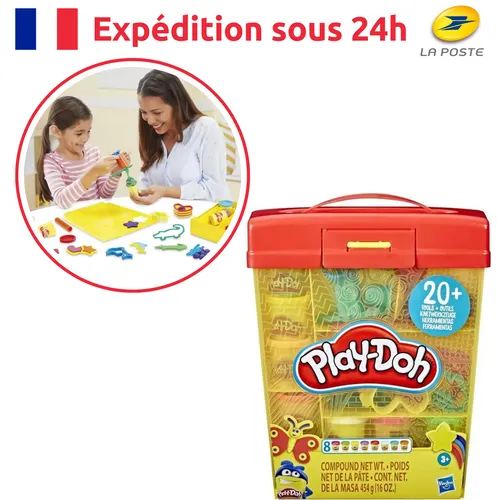 Play-Doh Großes Knetset mit Aufbewahrungsbox - Kreatives Spielzeug für Kinder ab 3 Jahren - Knete & Kreativität - Das große Knetset enthält 8 Farben und über 20 Werkzeuge. Die praktische Aufbewahrungsbox dient auch als Spielunterlage, ideal für kreatives Spielen ohne Chaos.