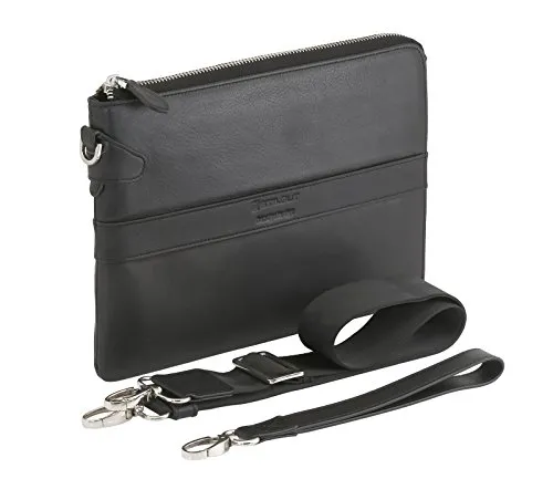 STILGUT Business Mappe, Schultertasche und Organizer aus echtem Leder für Tablets (8.0