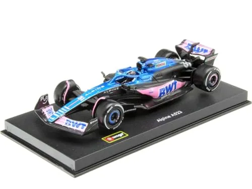 BBURAGO - Formel 1 Alpine 2023 von Charles Ocon mit Helm - Fahrzeug-Reproduktion bei 1/43 - Racing Kollektion - Spielzeug für Kinder zum Sammeln ab 3 Jahren - 38073O