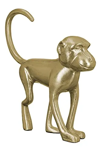 GILDE Deko Skulptur Tier Figur AFFE - Elegante Aluminium Dekofigur in Gold - Sammlerfigur aus Aluminium, Höhe 34 cm, perfekter Eyecatcher für Wohnzimmer und Büro – ein ideales Geschenk für jeden Anlass.