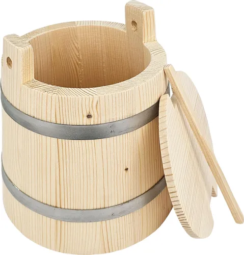 Kegelförmiger Holz-Bottich 3 l mit Deckel in braun von Hofmeister Holzwaren