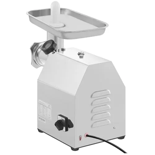 Royal Catering Fleischwolf RCFW 140-850ECO - Edelstahl Fleischwolf mit 850 W Leistung, verarbeitet bis zu 140 kg/h. Ideal für Metzgereien und Restaurants, inklusive Rücklauf-Funktion für einfache Reinigung.